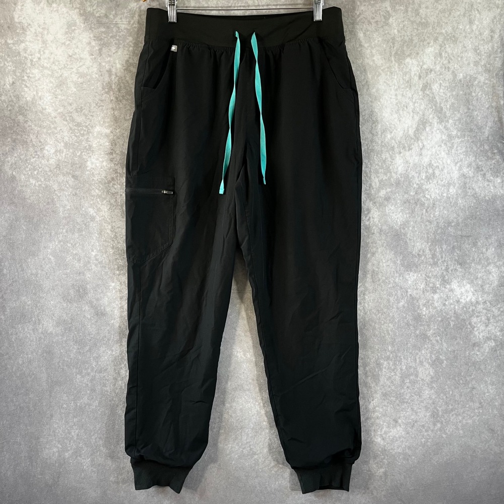 FIGS Zamora Jogger Scrub Pants Womens XL Tall Black Contrast Drawstring Tech
